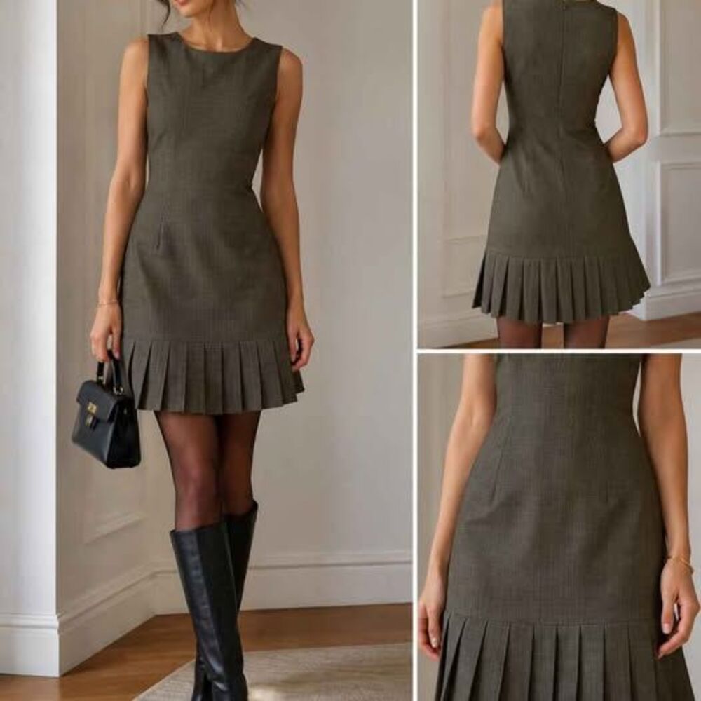 FABRIKA 100% Wool Pleated Hem Dress – Size 36